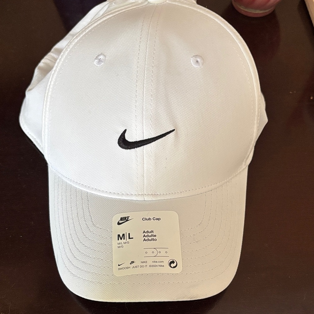Nike White Baseball Cap with Black Swoosh